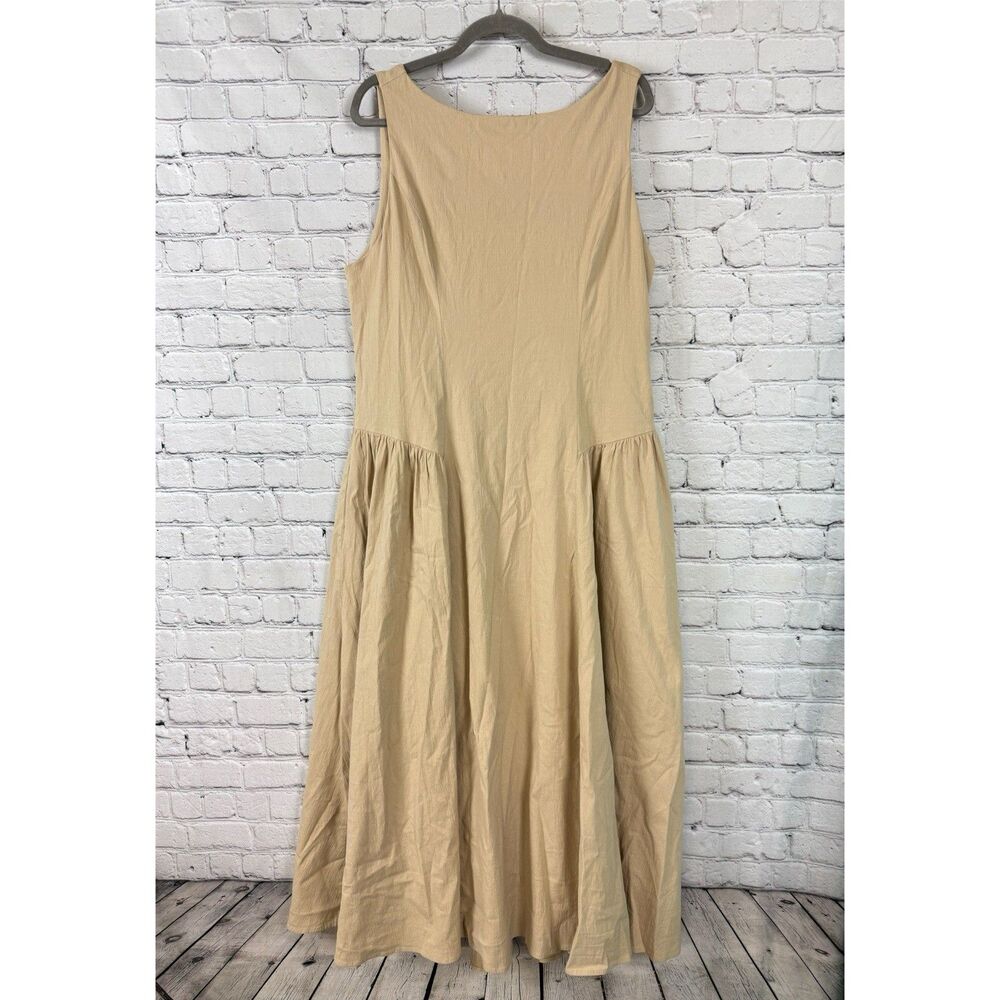 Abercrombie and Fitch Drop Waist Midi Dress Women XL Tall in Solid Khaki NWT